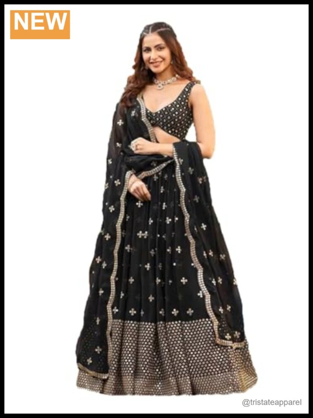 Ready to Wear Lehenga Choli Georgette Embroidered V-Neck Sleeveless Party